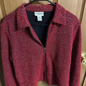 Alfred Dunner Women's Textured Red Blazer